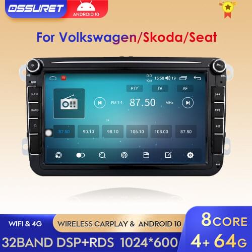 RAM 4GB ROM 64GB Android 10 Car Multimedia Player Player 8 inch for VW Golf 5 Caddy Passa B6 Seat Leon GPS WIFI Car DVD 4G OBD2