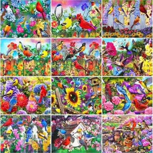 AZQSD Diamond Embroidery Bird Flower Mosaic Diamond Art Painting Animal Cross Stitch Kits Rhinestones Handmade Home Decor Gift