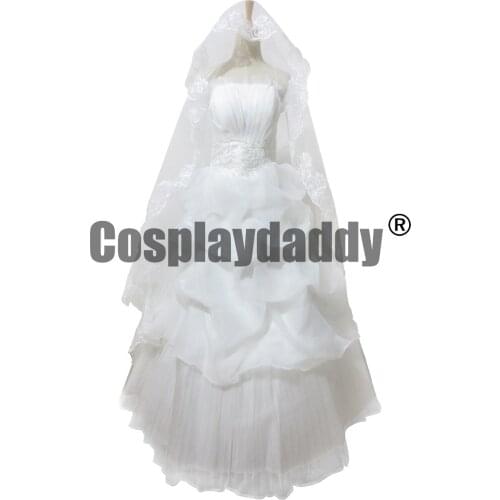 Yuno Gasai White wedding dress Future Diary / Mirai Nikki osplay costume
