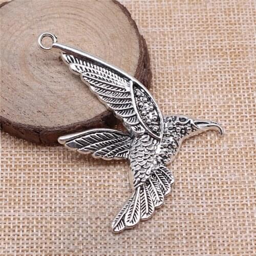 Free shipping 7pcs 63x53mm antique silver eagle charms diy retro jewelry fit Earring keychain hair card pendant accessories