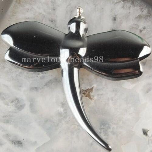 Free shipping Fashion Jewelry Black Non-Magnetic Hematite Dragonfly Pendant Bead MC3660
