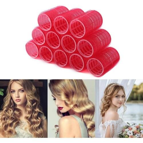 12pcs Self Grip Hair Rollers Cling Any Size Home Salon DIY Hair Styling Tools Hairdressing Hair Curlers Rollers