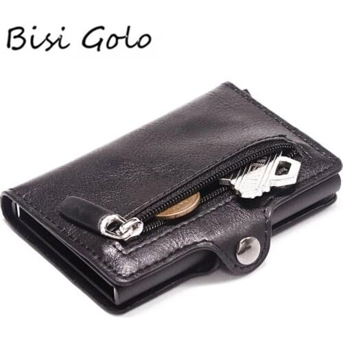 Bisi Goro New Business Credit Card Holder Slim Wallet 2020 Unisex Metal Blocking RFID Wallet ID Card Case Aluminium Mini Purse