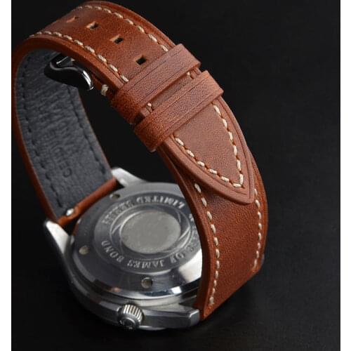 BISONSTRAP Genuine Leather Strap 18mm 19mm 20mm 21mm 22mm,Quick Release,Calfskin Watch Strap,Watch Accessories for Men and Women