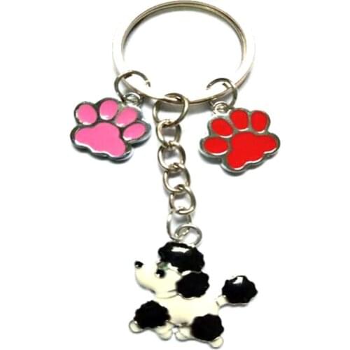 Cute Animal Dog Keychain Enamel Dog Paw Print Key Ring For Keys Car Bag Key Chains Couple Pet Dog Lovers Jewelry Fashion Gift