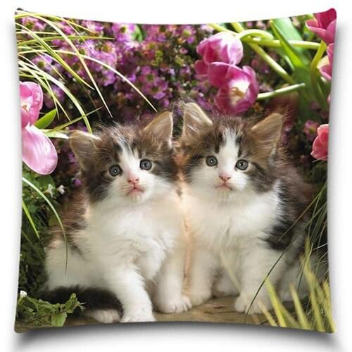 The kitten Pillow Case Polyester Cotton Chair Seat Waist Square Decorative