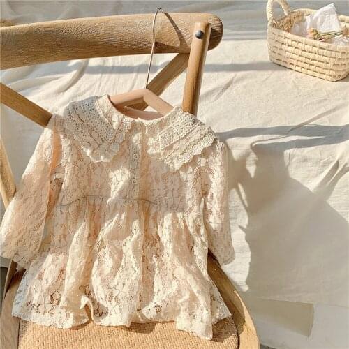 Kids Dresses For Girls 2021 Spring New Baby Girls Lace Doll Collar Long Sleeve Dress Korean Fashion Toddler Girls Princess Dress