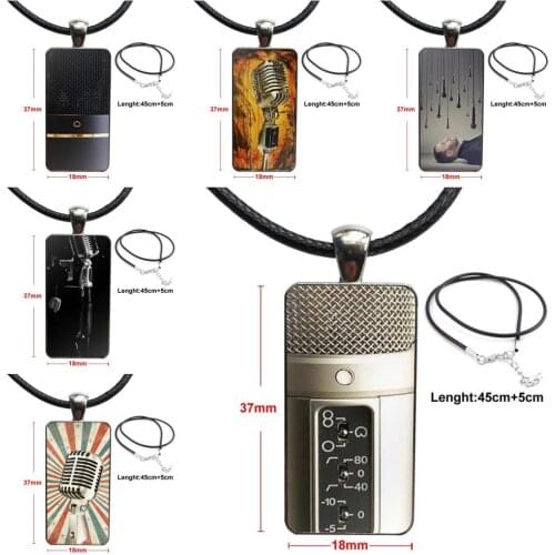 For Girls Wholesale Necklace Fashion Long Chain With Rectangle Necklace Jewelry Old School Style Microphone Music