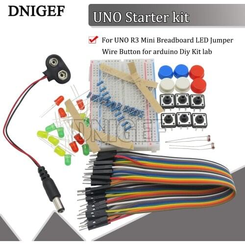 DNIGEF UNO Starter kit For UNO R3 Mini Breadboard LED Jumper Wire Button for arduino Diy Kit lab