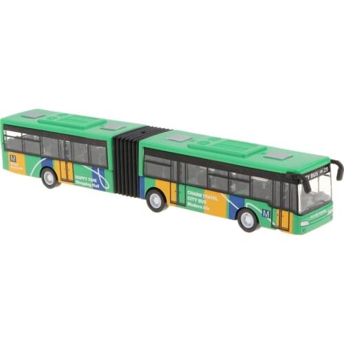 18cm Electric Toy 1/64 Pull Back Bus Car Model for Children Kids Gift - Green Diecast Metal Alloy Tram Bus