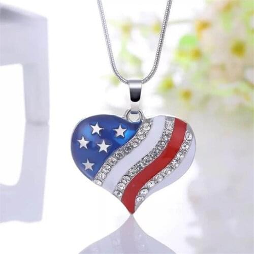 Famale Pendant Necklace Fourth Of July Independence Day Commemorative Jewelry Fashion American National Flag Patriotic Necklace