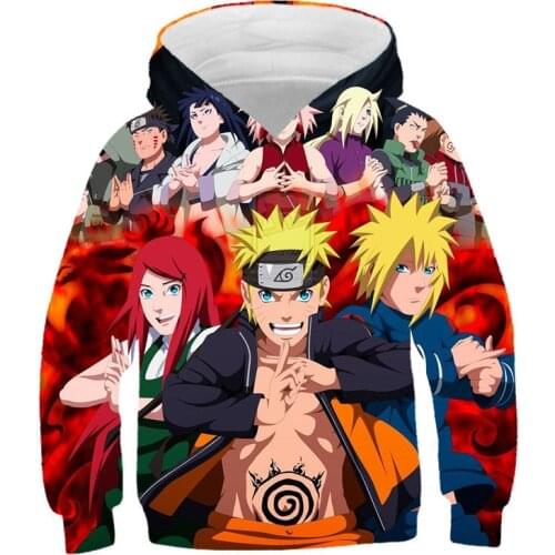 NARUTO Kakashi Chiyuki Sasuke Spring Fall Childrens Wear Hooded Hoodie Sweatshirt Cartoon Fashion Animation 3D Long Sleeve Boys