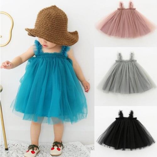 Hot Sale! Ins Summer Girl Suspenders Mesh Dress 1-6 Years Old Children Party Princess Gown Girl Wedding Tutu Dress Overall Dress