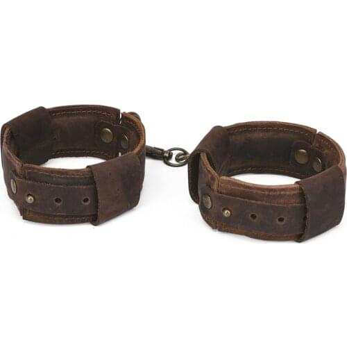 Brown Pull-Up Genuine Leather Ankle Cuffs Sex Bdsm Bondage Restraints Sex Accessories Sex Toys For Woman Couples Erotic Games