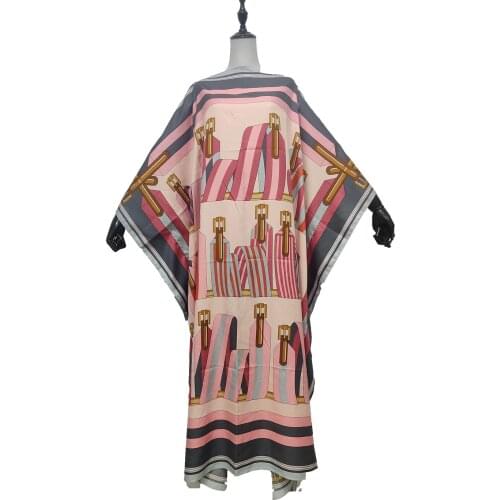 Kuwait 2021 Oversize European Printed Summer Bohemian Abaya Muslim Maxi Dresses Traditional Beach Party Silk Kaftan Long Dresses