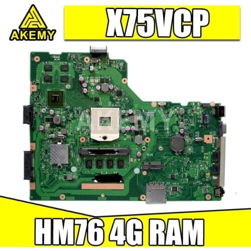 Akemy Laptop Motherboard for ASUS X75VB X75VD X75VC X75VCP X75VD1 X75V Mainboard HM76 4G RAM GT720M Support i3 i5 i7 cpu