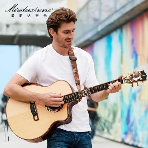 Merida 41 Inches Full Solid Wood Guitar High Quality Cutaway Koa Acoustic/Pickup With Tuner, Capo, Strap, Hanger