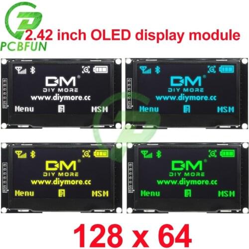 2.42" 12864 OLED Display Module IIC I2C SPI Serial Yellow Blue White Green LCD Screen for C51 STM32 SSD1309 Drive IC 128x64