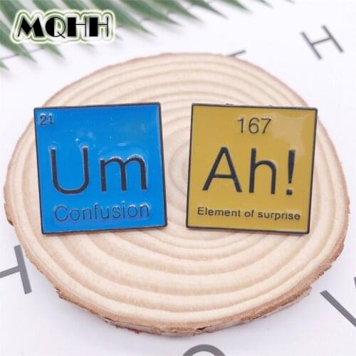 Cartoon Creative Geometry Elemental Cycle AH UM Surprise Tone Enamel Brooch Alloy Badge Denim Clothes Bag Pin Jewelry Gift