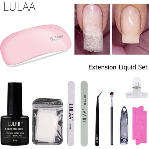 10pcs Acrylic Nail Kit UV Gel Lamp Gel Dryer Polish Brush Tweezer Fiberglass Set for Nail Art Extension Tips Manicure Tools