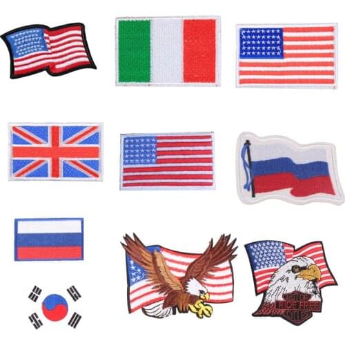 Country Flag Patch Stripes Embroidered Russia Turkey France EU Netherlands Flag Tactical Military Patches Army Applique Stripe H