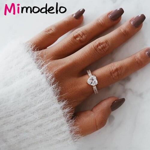 New Fashion Heart Crystal Pretty Rings For Women Girls Trendy Gifts