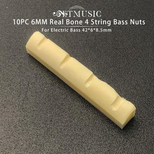 Wholesales 10pcs 6MM Slotted Real Bone 4 String Bass Nuts For Electric Bass 42*6*8.5mm