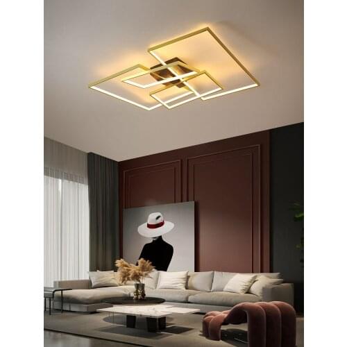 Postmodern LED Iron Living Room Dining Room Ceiling Lamp Nordic Creative Atmosphere Bedroom Study Ceiling Light Black White Gold