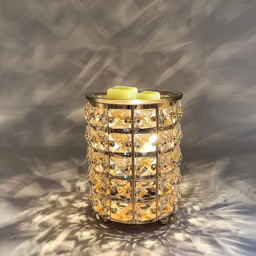 Practice Oil Diffuser Electric Candle Warmer Glass Wax Melt Warmer Iron Crystal Night Light Tart Burner Aroma Essential Oil Lamp