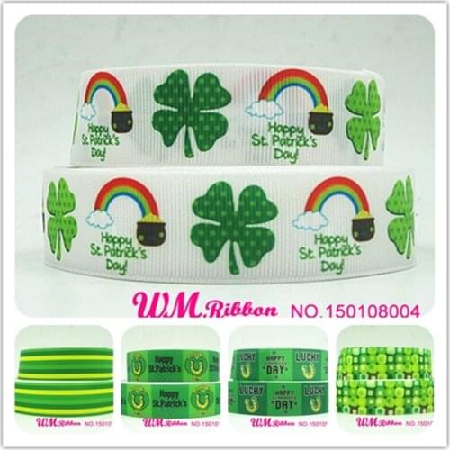 Q&N ribbon wholesale/OEM 1inch 25mm Happy st.patrichs Day grosgrain ribbon 50yds/roll free shipping for headband hair tie
