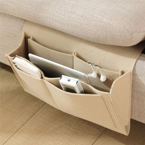Storage Bag Felt Bed Sofa Side Pouch Remote Control Hanging Caddy Bedside Couch Storage Organizer Bed Holder Pockets New
