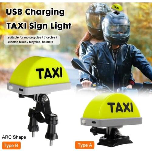 LED TAXI Sign Light Helmet/Handlebar Mounting USB Rechargeable Decorative Lamp Indicator Decoration Kit For Motorcycle Tricycles