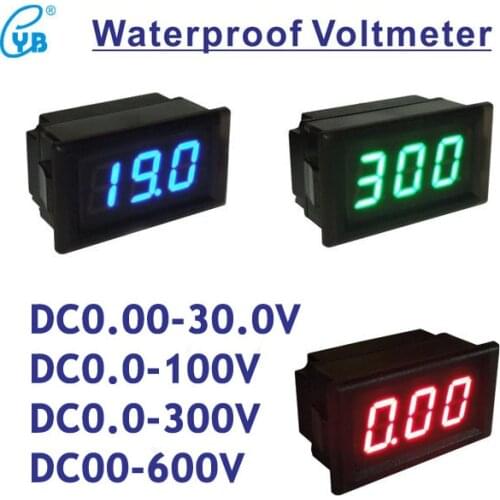 YB28-W Three Wires LED Digital Waterproof Voltmeter DC 0-30V 0-100V 0-300V 0-600V Tester Voltage Meter Volt Panel Meter Monitor