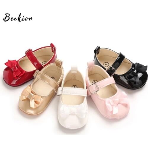 Newborn Baby Girls Bowknot Mary Jane Soft Rubber Sole Toddler Walking Shoes Infant Princess Crib Wedding Dress Shoes Moccasinss