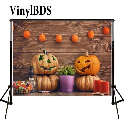 VinylBDS Backdrops Halloween Pumpkin Background Soild Wood Wall Backdrop Children Photo Background Newborn Photo Studio