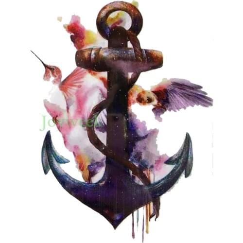 Waterproof Temporary Tattoo Sticker large size painting purple anchor tatto stickers flash tatoo fake tattoos for women girl