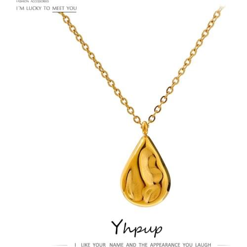 Yhpup Statement Water Droplets Pendant Necklace Stainless Steel цепочка на шею женская Stylish Chain Collar Necklace Gala Gift