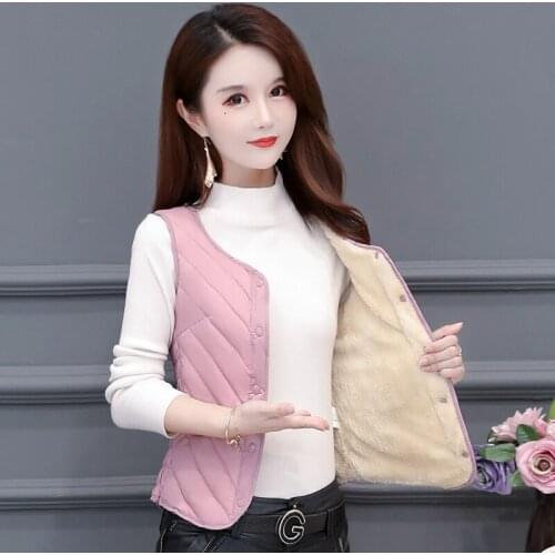 Women Korean Winter Short Sleeveless Waistcoat Single-breasted Elegant Thin Warm Down Cotton Jacket Vest Ladies Black Outwear