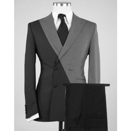 2021 Latest Coat Pant Designs Black Grey Men Wedding Suit Slim Fit 2 Piece Double Breasted Tuxedo Groom Prom Blazer Masculino