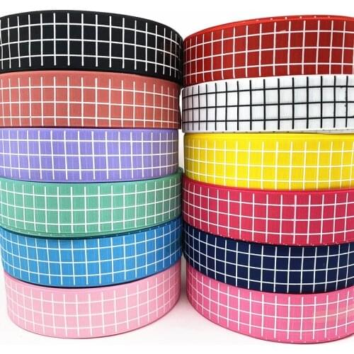 3 Yards 40mm Printed Lattice Grosgrain Ribbon Gift Wrapping Bow Decoration Handmade Diy