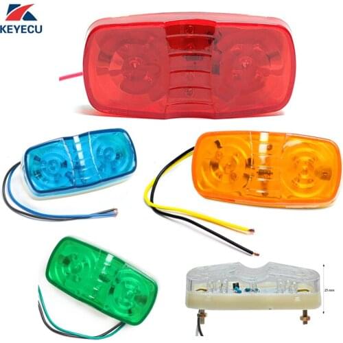 KEYECU 2X 4" Trailer Side Marker LED Light Double Bullseye 12 Diodes Clearance Light (5 Colors for Optional) 10-30V
