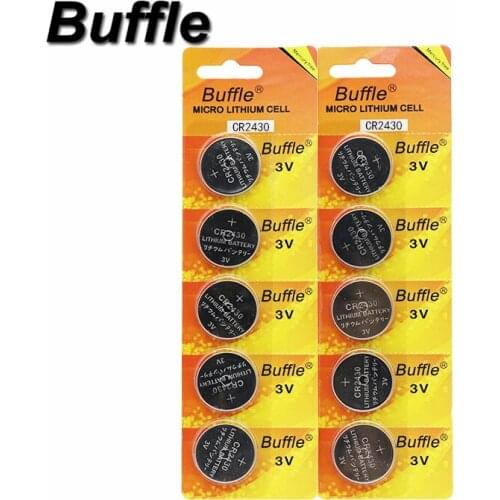 Buffle New 40pcs/8cards CR2430 DL2430 2430 3V Button Battery For Watch Toy Headphone