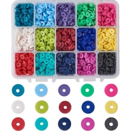 6/8mm 15 Color Polymer Clay Beads Round Beads Round Spacer for Handmade Jewelry Making Bracelet Combination Accessories Boxed