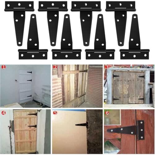 1PC Black T Shape Triangle Rustproof Iron Light Duty Shed Hinge Wooden Door Gate Hinges