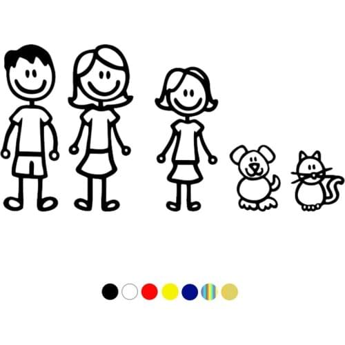 CS-1822# funny vinyl car sticker dad, mom, daughter, dog and cat waterproof multiple sizes car decal for auto car