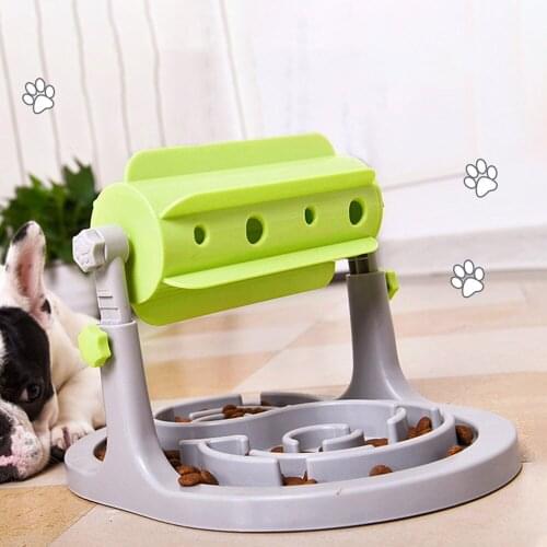 32CM Dog Treat Puzzle Toy Slow Dispensing Food Brain Stimulation Eating Case Adjustable Height for Small Medium Dog Pet Props