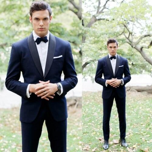 Classic Handsome Men Tuxedos Shawl Lapel Slim Fit Suits 2 Pieces Set (Jacket + Pants ) Party Wedding Prom Marriage Coat