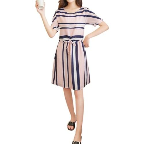 Summer Dress 2020 Striped A-line Print Boho Beach Dresses Women Short Sleeve Office Shirt Dress Mini Party Dress Vestidos