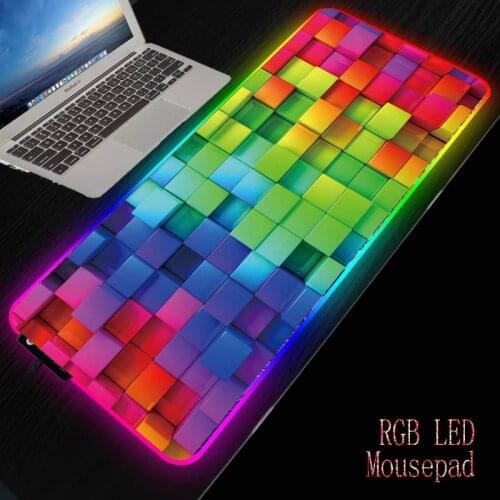 MRGBEST Wallpaper Rainbow RGB Gaming Large Mouse Pad Gamer Led Computer Big Mouse with Carpet for Keyboard Desk Mat Mouse