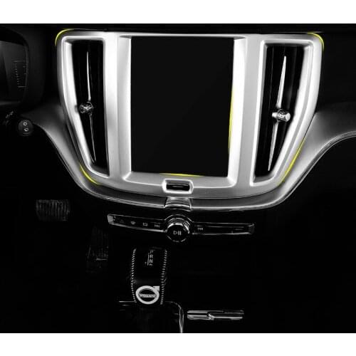 Dashboard Trim For Volvo XC60 2018 2019Interior Console Panel carbon fibre Navigation Screen Frame Cover Matte Silver ABS Chrome
